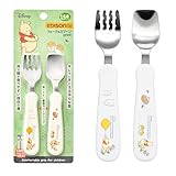 【保育士認定】 EDISONmama(エジソンママ) フォーク&スプーン プーさん 14cm 1.5歳~ / 麺が落ちない 容器の端まですくえる ベビー 子ども用 セット