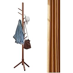 Perchero Tripode Madera Firulab pie,Perchero Hall Tree | con 8 Ganchos para Ropa, Soporte para árbol, pie para Suelo árbol, Perchero para Bolsa