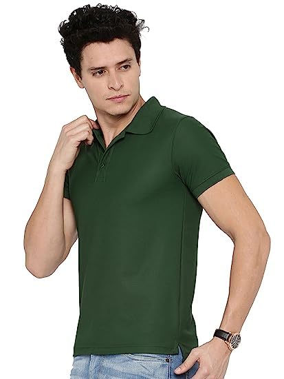 Image of KEOTI Poly Cotton(Mattey) Collar Neck Half Sleeves Tshirt for Men & Boys (Pack of 1), Plain-Regular Fit, Casual Wear, Polo Tees for Daily Use Stylish Comfortable Men's T-Shirt