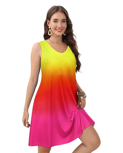 Image of CHICGAL Womens Summer Dresses Casual Sleeveless Loose T Shirt V Neck Sundress Swing Beach Cover Up with Pockets 2026