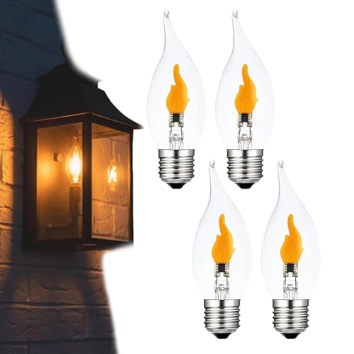 Genérico Bombillas decorativas LED Stereover E12 con llama parpadeante, bombillas con llama parpadeante, bombillas parpadeantes con efecto de llamas más realista, para Halloween y Navidad (4pcs)