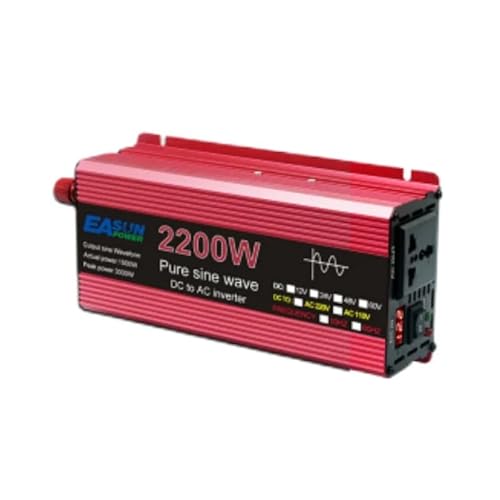Lpuhhda 2200W Pure Sine Wave Inverter Dc 12V/24V 1000W 1600W 2000W 3000W Portable Power Bank Converter Solar Inverter(,Onecolor)
