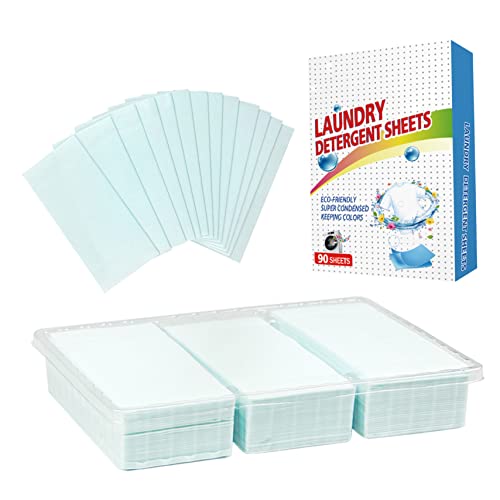Hilai Hoja de detergente para lavado de ropa para eliminar manchas profundas, tira de jabón para ropa sucia, hoja de jabón para el hogar, viajes, 90 unidades, cápsulas de detergente