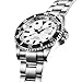 Imagen de Alienwork Reloj Hombre Mujer Plateado Pulsera de Metal Acero Calendario Fecha Blanco Dial Luminoso Clásico Elegante