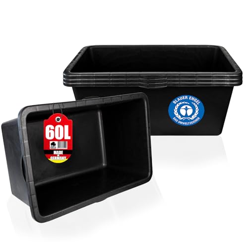 BigDean 3x Mörtelkasten 60 Liter Eckig Miniteich Baueimer - 71 x...