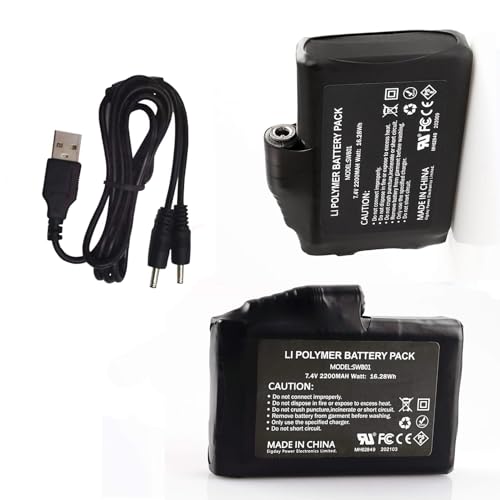 M Jiuyunmu 7.4V 2200mAh/3500mAh/5000mAh Li-Polymer Rechargeable Batteries,Rechargeable Battery for Heated Apparel Li-ion, Glove Battery Replacement, Compatible with Heated Socks(2200mAh)