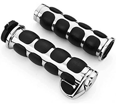 TESWNE Motorcycle Aluminum Chromed Handle Grips End Grips 1 inch for Honda Yamaha Kawasaki 1 Pair