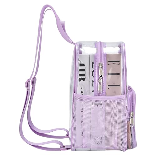Image of Busiuw Clear Backpack for Stadium Events 12x12x6 with Front Pocket for Concert Sport Fashion Women Backpack Events Work Travel(Light purple)