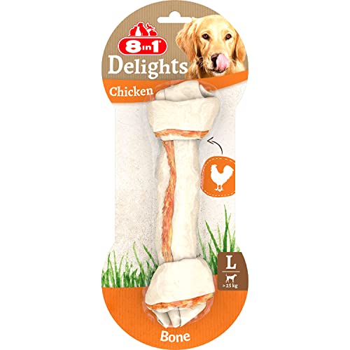 8in1 Delights Chicken Chew Bone L, healthy chew snack for large dogs, 1 piece