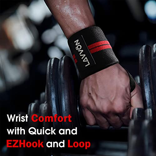 Wrist Wraps Support Weightlifting - 18" Professional Weight Lifting Straps For Bench Overhead Press, Dips And Curls - Wristbands For Olympic Lifting Gym Workout,Strength Training Powerlifting (Black) #TOP5