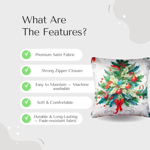 Image of Decorative Satin Sofa Cushion Covers Set of 5, 16 x 16 Inches, Multicolor Floral Printed Pillow Covers for Living Room, Bedroom, Couch & Sofa, Soft Glossy Fabric, Zipper Closure