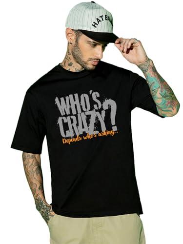 T-shirt Typography surdimensionné homme noir pour un look urbain casual