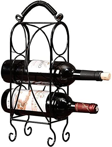 Soporte para vino metal 3 botellas negro 15x14x41.5cm miniatura 1