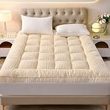 Japanische Futon-Matratze, dicke, warme Baumwoll-Fleece-Bodenmatratze, tragbare Klappmatratze, gemütliche Wintermatratzenauflage für Camping und Gästezimmer, Beige 90 x 200 cm