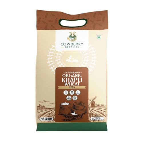 Image of COWBERRY Organic Khapli Atta 5 kg, Lab-Tested for 252+ Chemical Residues | 100% Certified Organic | Stone-Ground Below 40C | NPOP USDA EU Certified
