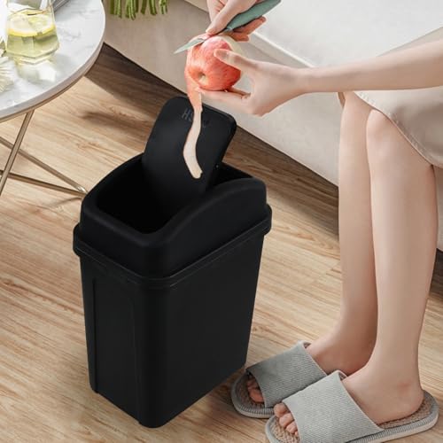 Image of Cand 4-Pack 1.8 Gallon Plastic Swing Top Trash Can, Small Garbage Can with Swing Lid, Black