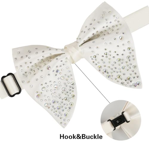 Image of Alizeal Velvet Pre-tied Adjustable Bow Tie for Men Oversize Formal Solid Tuxedo Bowtie