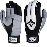 Black/White/Grey Adult Large Palmgard Shock Transfer Baseball/Softball Batting Gloves
