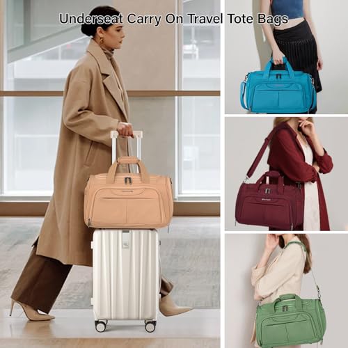 Hanke Underseat Carry On luggage Bags for Travel, Foldable Travel Bags for Women, Soft Lightweight Personal Item Travel Bag Small Carry On Bags for Airplanes, Travel Tote Bags for Women Men.（Burgundy）4