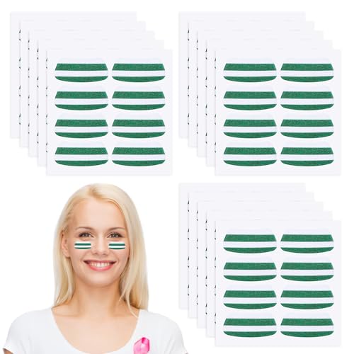 Cholemy 120 Pairs Eye Black Stickers, Strip, Green, White