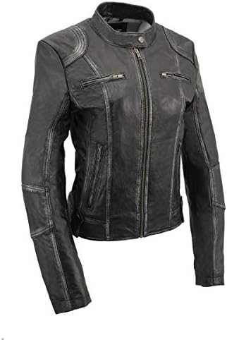 Milwaukee Leather SFL2830 Women's Black Sheepskin Scuba Style Fas...
