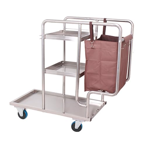 Carrello di pulizia su ruote con borsa in vinile, 3 ripiani, per uso domestico e commerciale, organizer per forniture per la casa