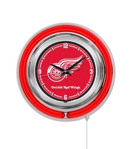 Holland Bar Stool NHL Unisex-Adult Double Neon Ring, 15 Dia. Logo Clock