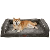 EMME 耐噛み 犬用ベッド 防水 丈夫 ペットベッド 洗える シェニール生地 柔らか ペットソファー 小型犬 中型犬対応 犬 ソファーベッド 耐久性 高反発 抗菌防臭 ペットクッションあごのせペット用ベッド 猫 犬 室内用 寝床 高齢犬 子犬 介護用 ふわふわ枕付き滑り止め取り外せるカバー 111X86X26cm 中灰色 XLサイズ
