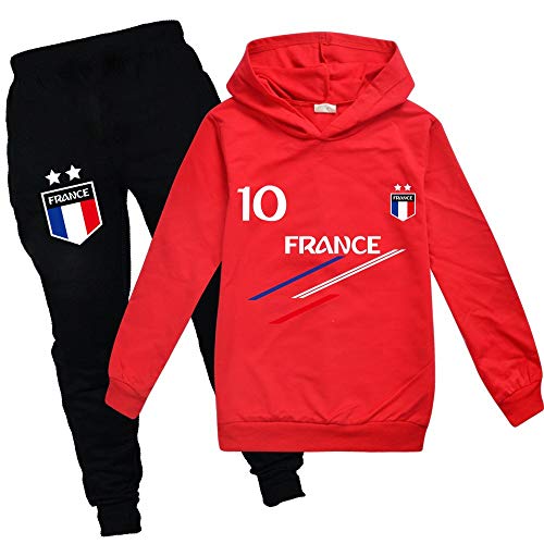 Xpialong Jogging Survêtement De Football France 2 étoiles Enfant Sweat à Capuche Filles Printemps garçons (05 Sets,12-13 Ans) Cover