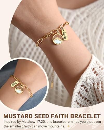 Move Mountains-Gold Mustard Seed Faith Bracelet Catholic Christian Easter Christmas Birthday Gifts for Women Her2