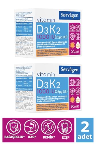 Vitamin D3K2 Damla 20 ML (1000 IU)(Almanya menşeili D3 Vitamini)- 2 Adet