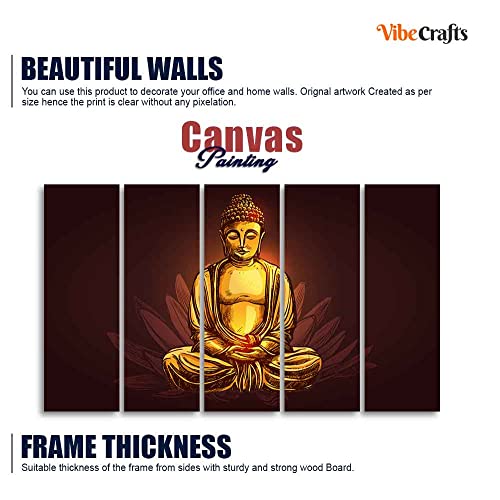 Image of VIBECRAFTS Devotional Buddha Meditating Canvas Wall Painting For Home|Office|Living Room|Gift (PTVC5Pcs4 8618)