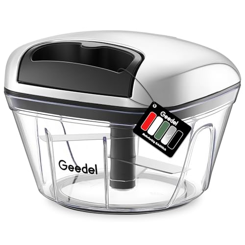 Geedel Picadora de Alimentos, Picadora Manual Fácil de Limpiar y Segura, Picadora de Verduras Rápida para Verduras, Frutas y Nueces