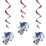 Sonic the Hedgehog Hanging Swirl Decorations (Pack of 3) - Eye-Catching Red & Blue Design, Perfect for Indoor & Outdoor Use