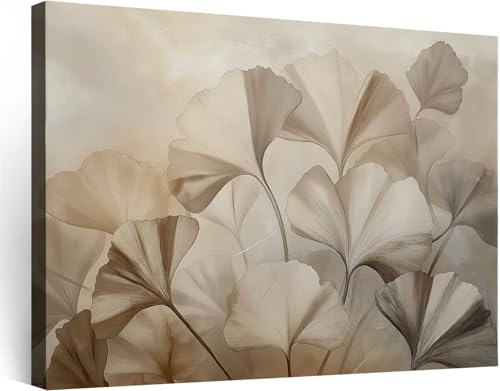 Toile avec cadre en bois ginkgo parfait pour la décoration murale de chambre