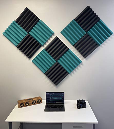 2x12x12 (12 Pack) Paneles acústicos tipo cuña TEAL/CHARCOAL para aislamiento de sonido en estudio miniatura 4