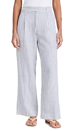Madewell Women's The Harlow Wide Leg Pants, Blue White Stripe, 0