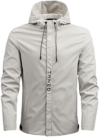 Men's Track Jackets Tactical Jacket Winter Jacket Lightweight Water Resistant Coats Outwear Windbreaker Rain Jacket(Khaki,XXL)