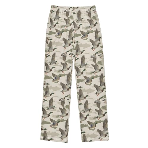 Wild Duck Camouflage Background Pajamas Bottoms with Pockets Comfy Pjs Sleepwear Elastic Waistband Pajamas Pants Lounge Pants for 6-14 Years