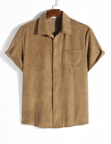 Image of ZAFUL Men's 2 Pieces Sets Outfits Summer Beach Set Short Sleeve Button Down Zip Up Shirt And Short Sets