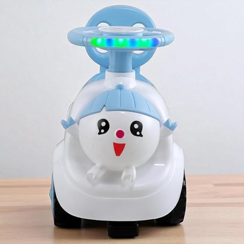 Image of kidsROAR Push Ride On Car for Kids 1-5 Years | Baby Push Car with Music, 3D Lights & Backrest | Premium Ride On Toy Supports Up to 35kg (Cartoon, Blue)