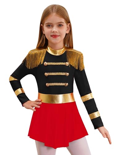 Linjinx Ringmaster - Disfraz de director de circo para niña, con falda de volantes, para Halloween, cosplay, color negro, 158-164