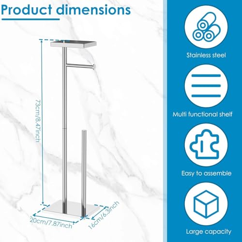 Soporte para papel higiénico de pie en acero inoxidable para 4 rollos 6