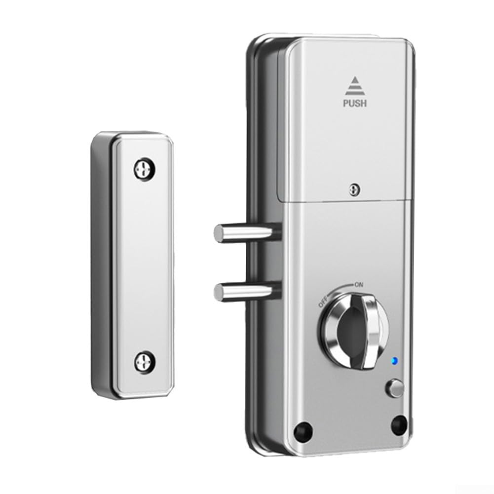 Cerradura de puerta invisible inteligente, para aplicación TTlock, cerradura electrónica sin llave con tarjetas IC para puertas de madera, sistema de seguridad antirrobo (plateado)