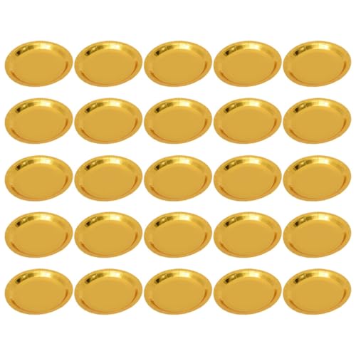 HOUDERCO Platos de Papel Dorados 25 Piezas para Fiesta de Cumpleaños Desechables, Redondos y, para y Celebraciones