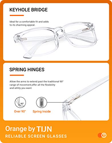 Image of TIJN Blue Light Blocking Glasses for Women Men Clear Frame Square Nerd Eyeglasses Anti Blue Ray Computer Screen Glasses