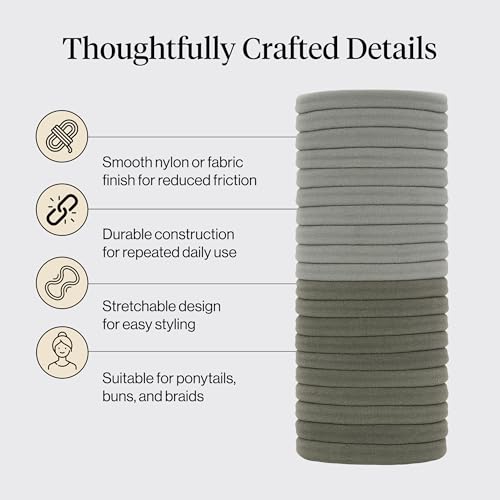 Kitsch Nylon Hair Ties No Damage - Stretchable Bands for All-Day Hold, 20 Pcs - image 4