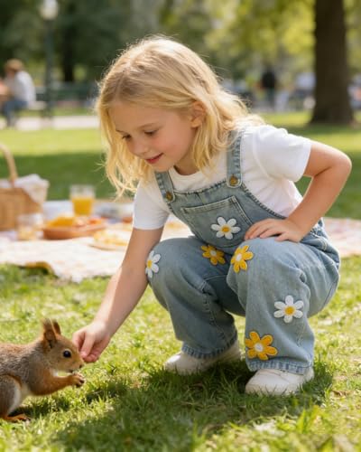 Image of OLMRJKD Toddler Girl Summer Clothes Short Sleeve Denim Overall Jumpsuit with Top Girls Spring Outfits Set