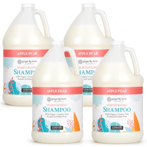 Image of Ginger Lily Farms Botanicals Shampoo, 128oz /4pk, Apple Pear | 100% Vegan & Cruelty-Free | Moisturizing Shampoo for All Hair Types | Refill Size