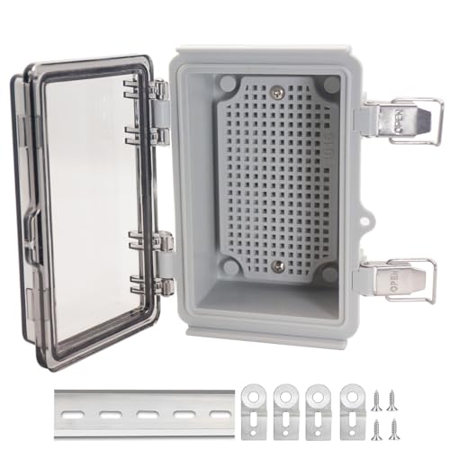LuSumtly Electrical Box, Outdoor Waterproof Box IP67 Junction Box with Mounting Plate,ABS Plastic Project Box Power Cord Enclosure Clear 5.9\" Dx3.9 Wx2.8 H